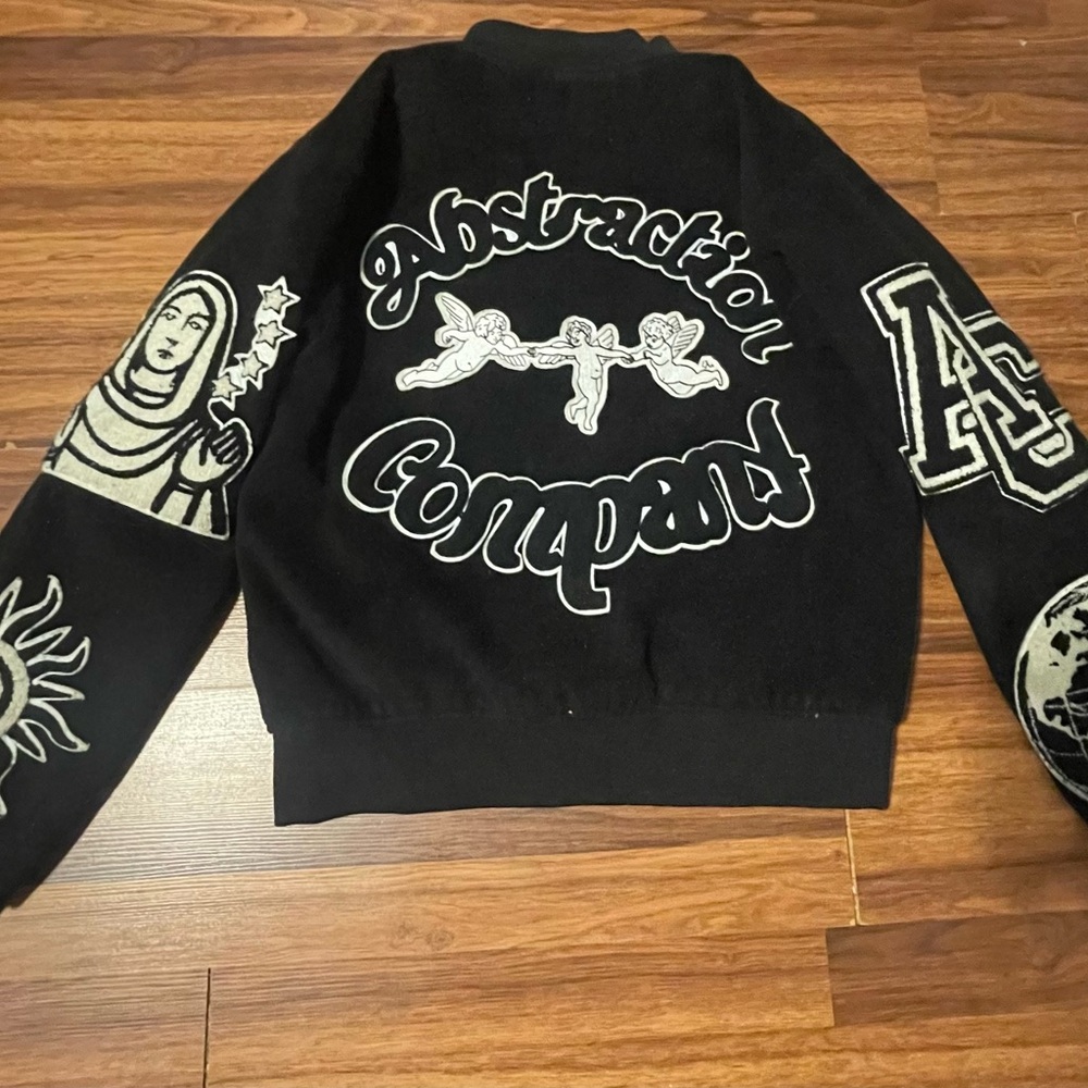 Black Graphic Patch Bomber Jacket - 'Abstraction … - image 4